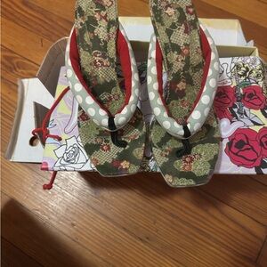 New in box Irregular Choice Floral and Polka Dot Sandals